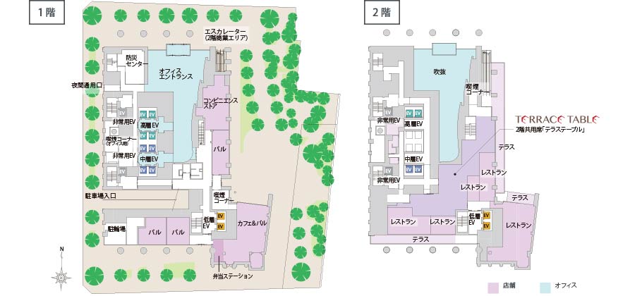 敷地平面図（1階、2階）